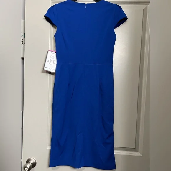 NWT Betsey Johnson Blue Puff Sleeve Scuba Sheath Dress Size 2 - Picture 8 of 12